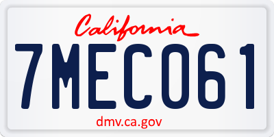 CA license plate 7MEC061