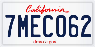 CA license plate 7MEC062