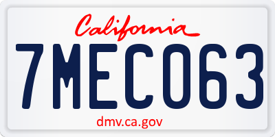 CA license plate 7MEC063