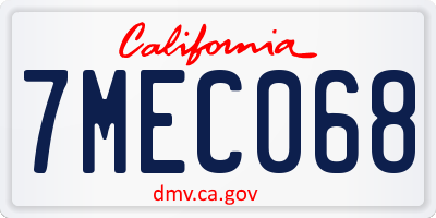 CA license plate 7MEC068