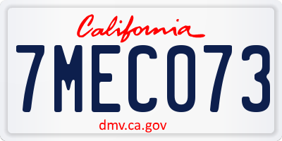 CA license plate 7MEC073