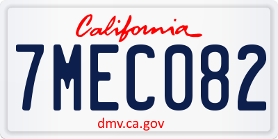 CA license plate 7MEC082