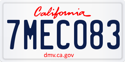 CA license plate 7MEC083