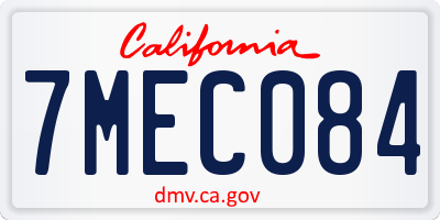 CA license plate 7MEC084