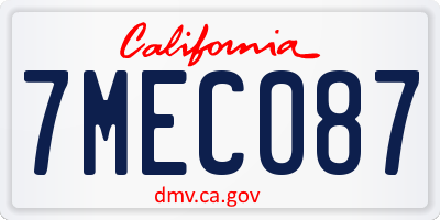 CA license plate 7MEC087