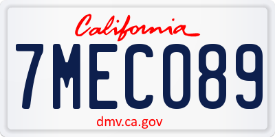 CA license plate 7MEC089