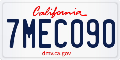 CA license plate 7MEC090