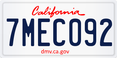 CA license plate 7MEC092