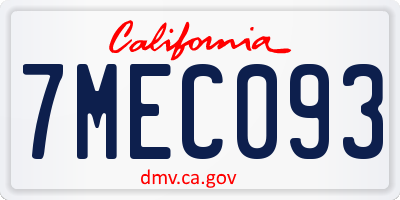 CA license plate 7MEC093