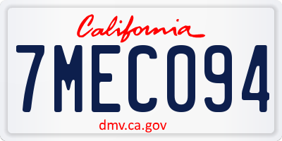 CA license plate 7MEC094