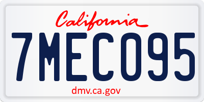 CA license plate 7MEC095