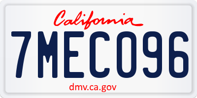 CA license plate 7MEC096