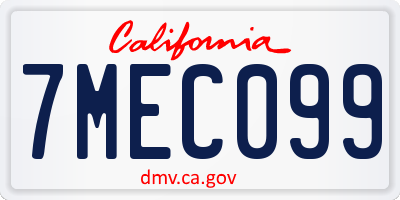 CA license plate 7MEC099