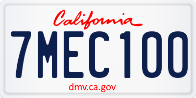 CA license plate 7MEC100