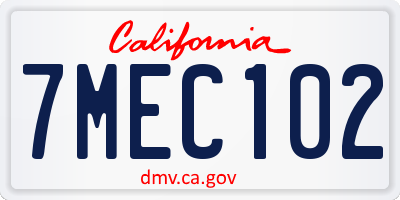 CA license plate 7MEC102