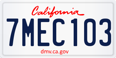 CA license plate 7MEC103