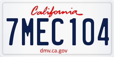CA license plate 7MEC104