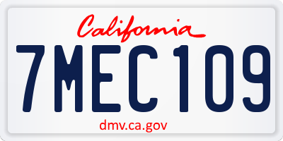 CA license plate 7MEC109