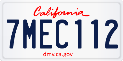 CA license plate 7MEC112