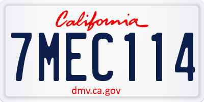 CA license plate 7MEC114