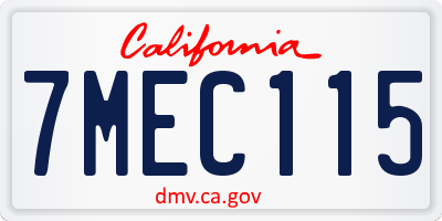 CA license plate 7MEC115