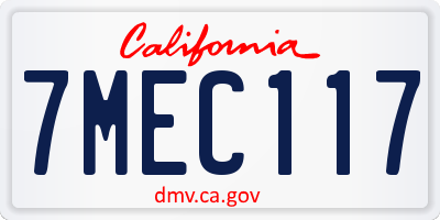 CA license plate 7MEC117