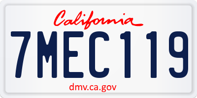 CA license plate 7MEC119