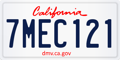 CA license plate 7MEC121