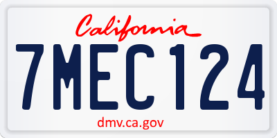 CA license plate 7MEC124