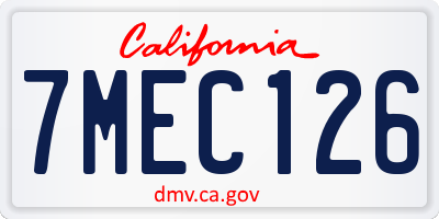 CA license plate 7MEC126