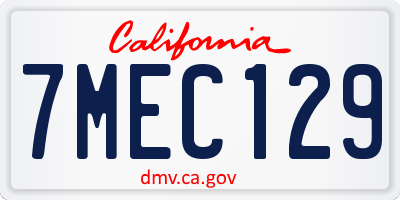CA license plate 7MEC129