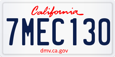 CA license plate 7MEC130