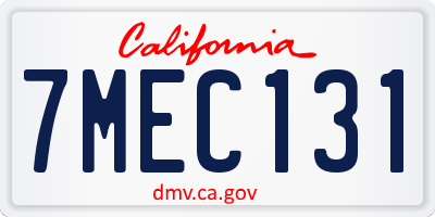 CA license plate 7MEC131