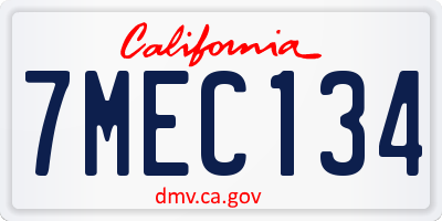CA license plate 7MEC134