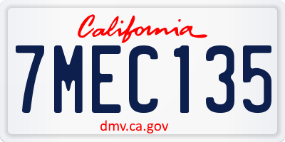 CA license plate 7MEC135