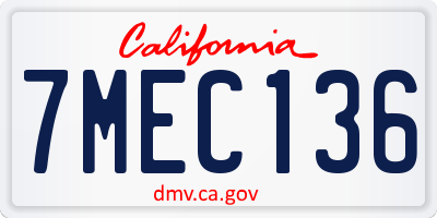 CA license plate 7MEC136