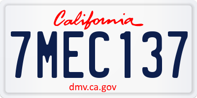 CA license plate 7MEC137