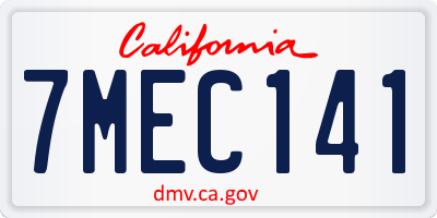 CA license plate 7MEC141