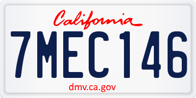 CA license plate 7MEC146