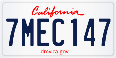 CA license plate 7MEC147