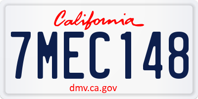 CA license plate 7MEC148