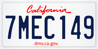 CA license plate 7MEC149