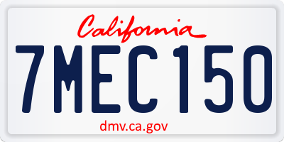 CA license plate 7MEC150