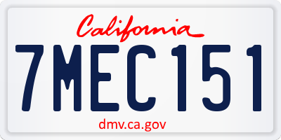 CA license plate 7MEC151