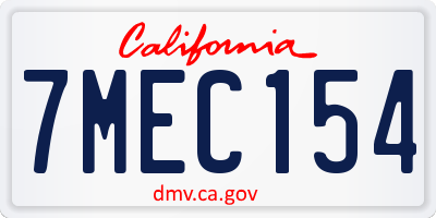 CA license plate 7MEC154