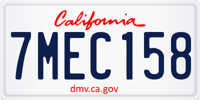 CA license plate 7MEC158