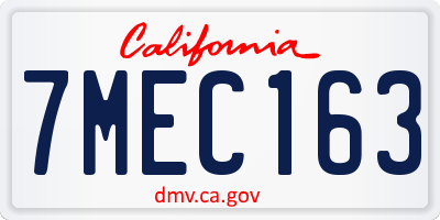 CA license plate 7MEC163
