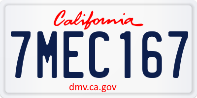 CA license plate 7MEC167