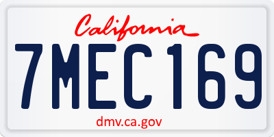 CA license plate 7MEC169