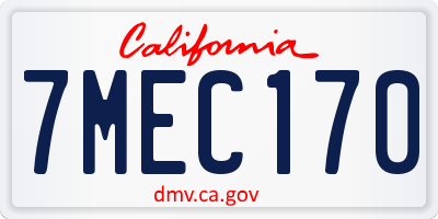 CA license plate 7MEC170